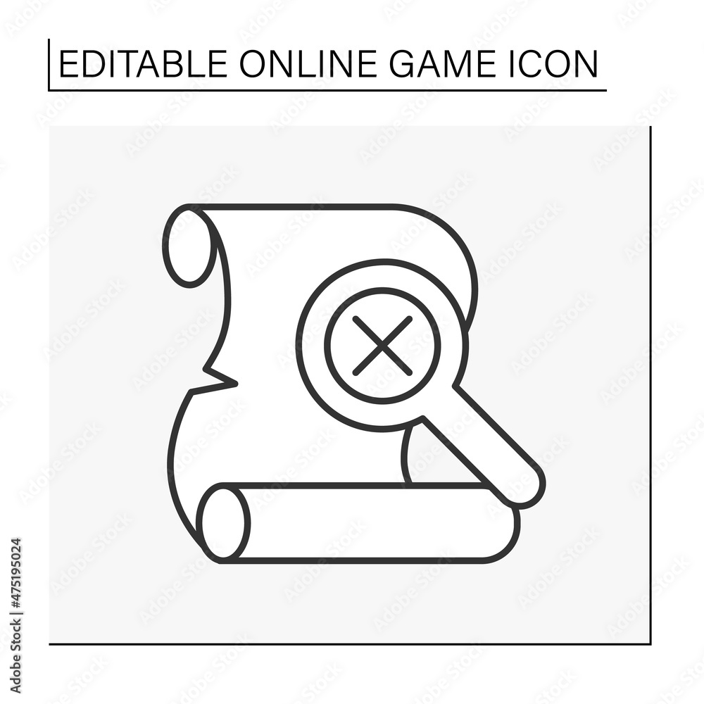 Poster quest line icon. solving mysteries by maps. adventure. searching is dangerous. online game concept. 