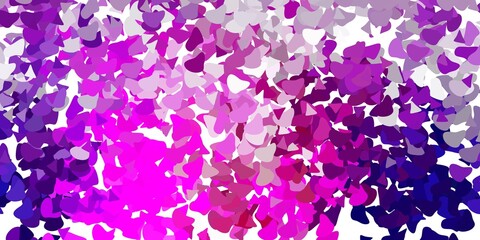Fototapeta na wymiar Light purple, pink vector backdrop with chaotic shapes.