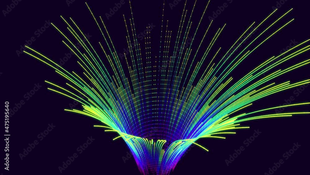 Poster running or shifting lights. 3d abstract bg with glow particles. particles or dots with neon light, f