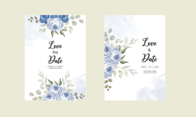Hand drawn floral wedding invitation card template