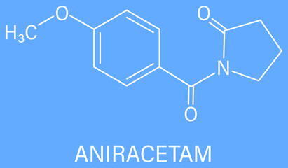 Fototapeta premium Aniracetam nootropic drug molecule. Skeletal formula.