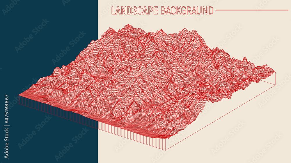 Aufkleber abstract landscape background. mesh structure. polygonal wireframe background. 3d isometric vector i
