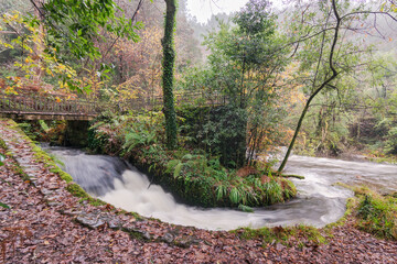 Desagüe de canal en el río Landro, Souto da Retorta, Viveiro, Lugo, Galicia.