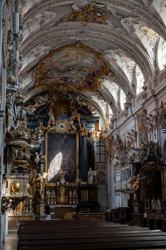Beautiful baroque church Saint Emmaram in Regensburg
