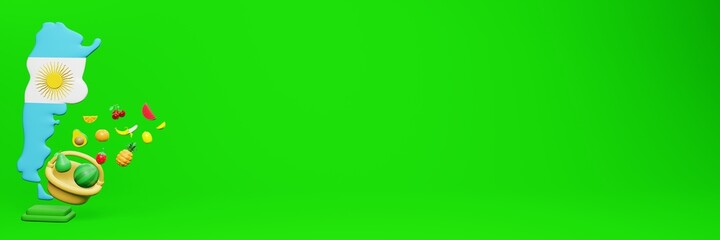 3d rendering of fruit consumption in Argentina for data display and social media