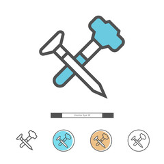 Hammer nail illustration for engineering icon