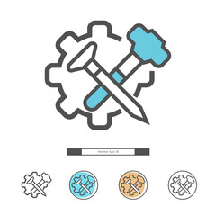 Hammer nail illustration for repair engineering icon