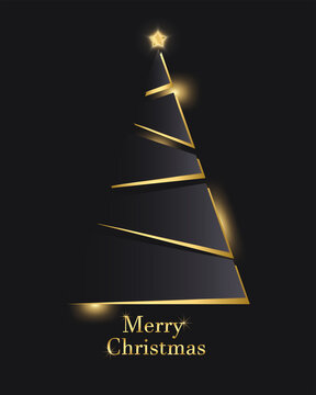 Black and gold illustrator vector, Christmas greeting card