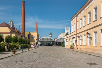 Plzen, Czech Republic, June 2019 - external view of Pilsner Urquell brewery