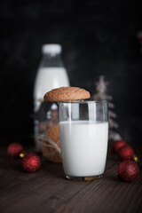 Cookies and Christmas cookies for Santa Claus. New Year's mood in house..