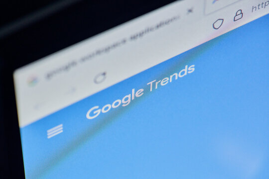 California, United States - 25 November 2021: Google Trends web page on computer monitor. Google Trends is a website by Google that analyzes the popularity of top search queries in Google Search