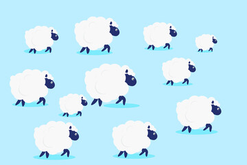 sheep and lambs vector illustration