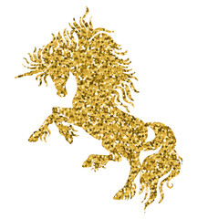 Golden silhouette of unicorn vector isolated illustration © alinart