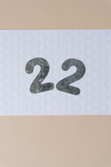 the number 22 on paper