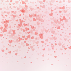 Red heart love confettis. Valentine's day gradient
