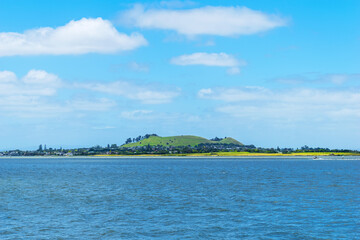 View to Mangere Mountain from Waikowhai Beach and Park Hillsborough, Auckland New Zealand