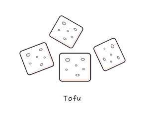White tofu soy bean curd diced isolated vector