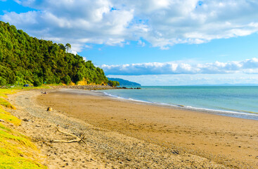 Panoramic View of Waiomu Beach, Thames Coromandel New Zealand; Coromandel Peninsula North Island
