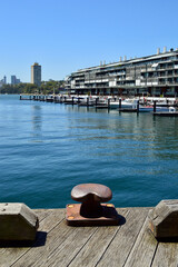 A view from the deck of the Hickson Road wharf in the Rocks area of Sydney, Australia