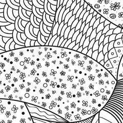 Square pattern on white. Zentangle. Hand drawn mandala on isolated background. Design for spiritual relaxation for adults. Print for flyers and banners. Black and white illustration for coloring