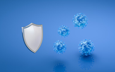 Shield isolation virus, 3d rendering.