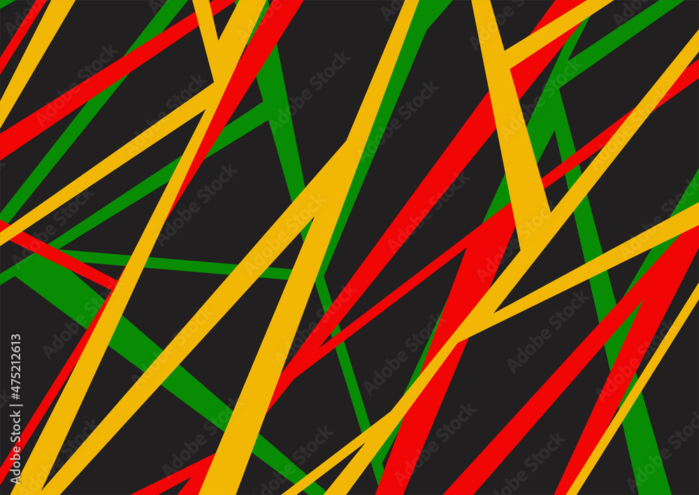 Poster abstract background with geometric line pattern and with jamaican color theme