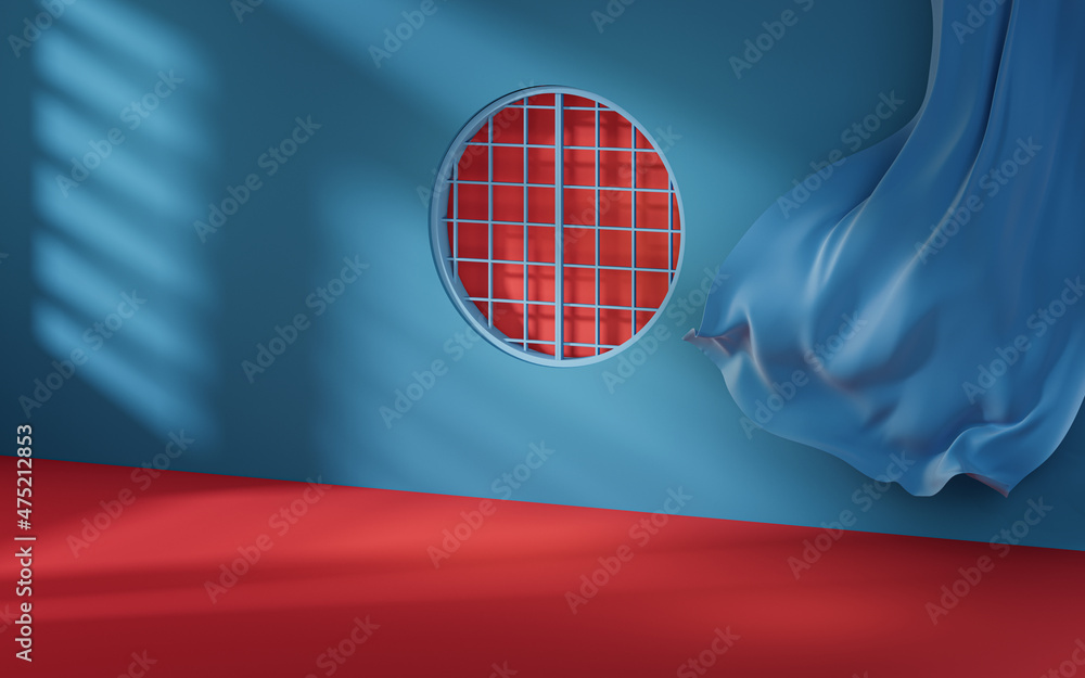 Poster empty room with chinese style background, 3d rendering.