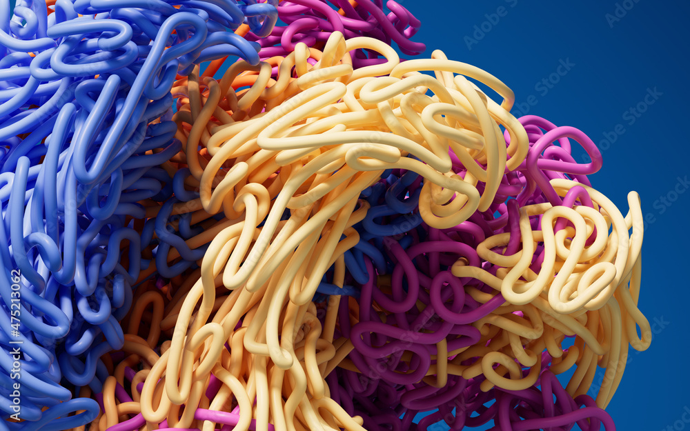 Poster abstract lines intertwine, 3d rendering.