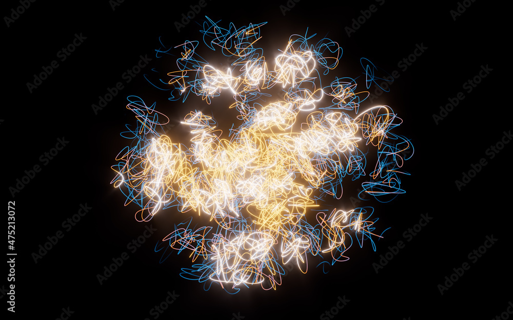 Poster abstract lines intertwine, 3d rendering.
