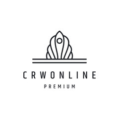 Crown Abstract Logo Vector Template linear style icon in white backround