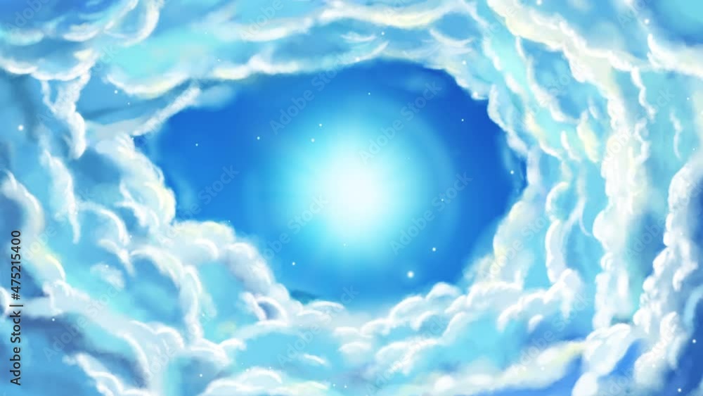Wall mural camera moves or flies towards sky and heavenly objects seen at a distance while stars flying. apt fo