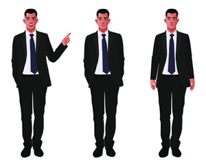 business men or manager vector characters design in formal clothes diffrent posses