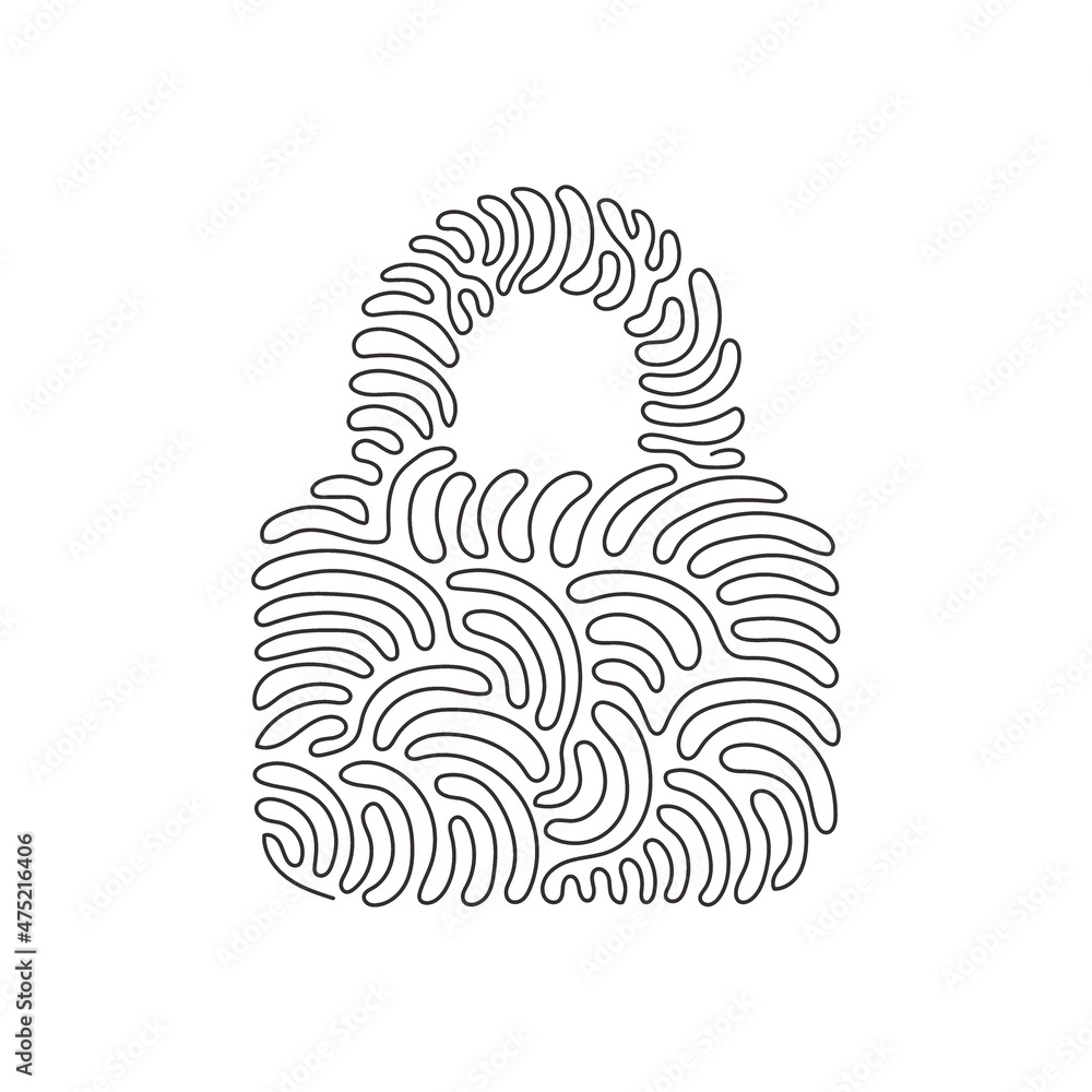 Poster single one line drawing lock icon. single high quality outline symbol for web design or mobile app. 