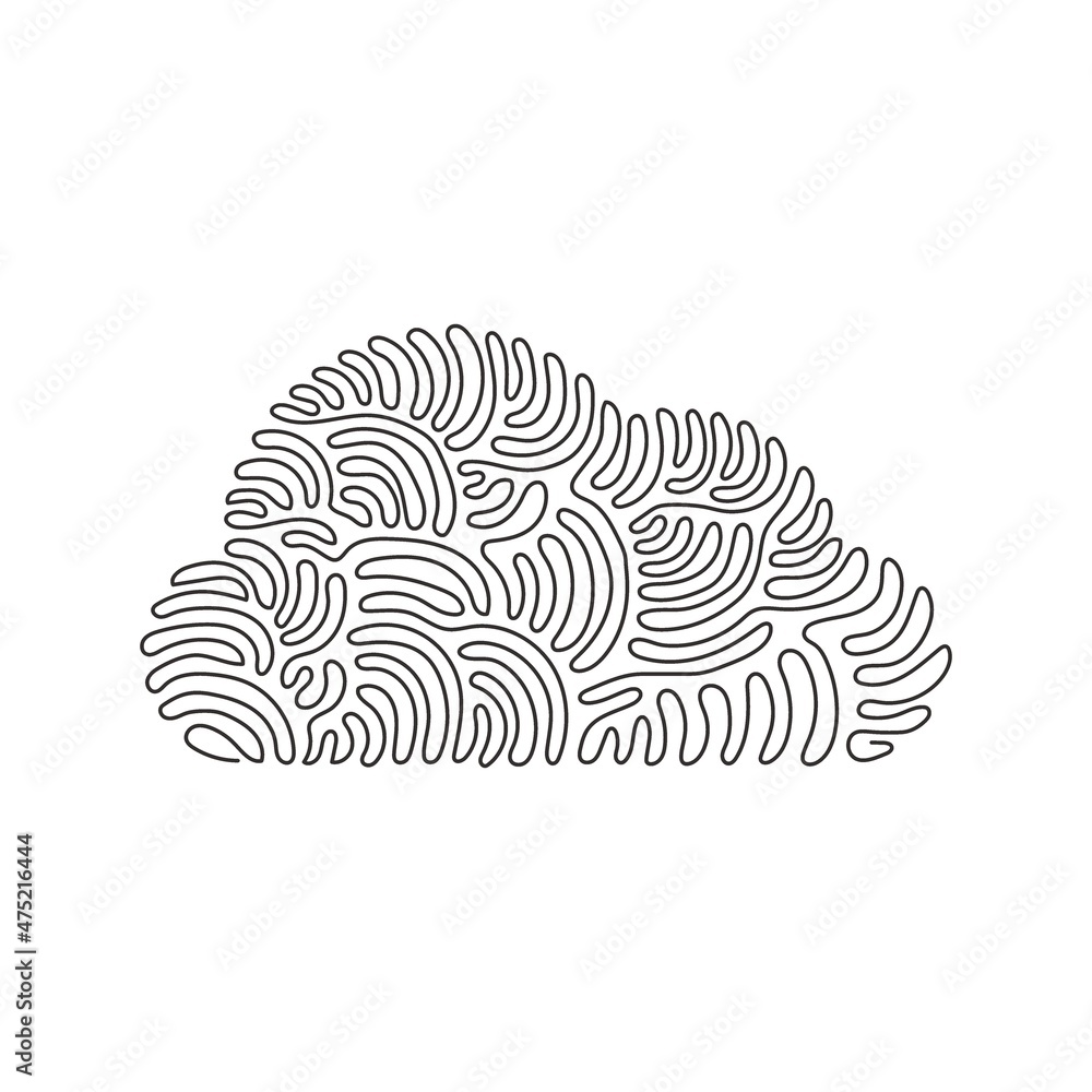 Poster continuous one line drawing geometric shapes, cloud icon. simple line, outline vector 3d figures ico
