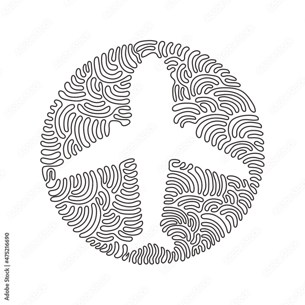 Poster single continuous line drawing plane icon airplane travel transportation. outline figures icons for 