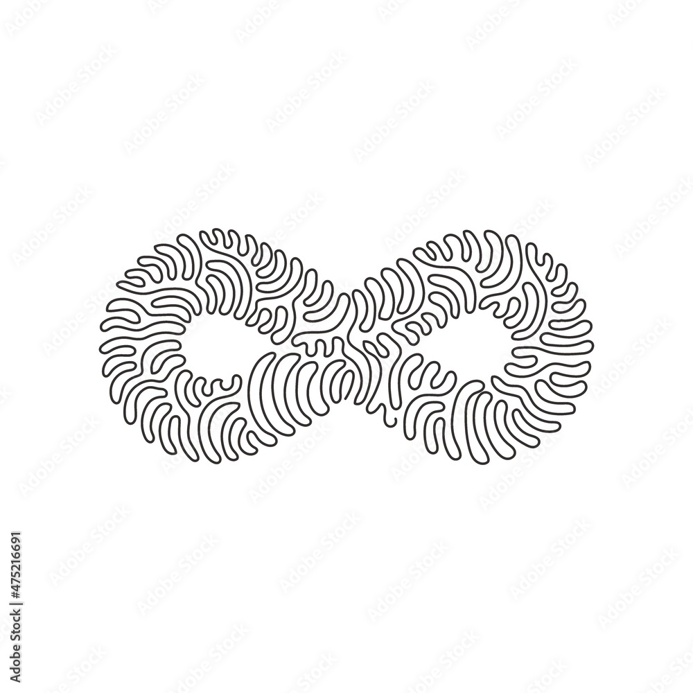 Poster single continuous line drawing infinity logo creative concept. style infinity sign and lettering. el