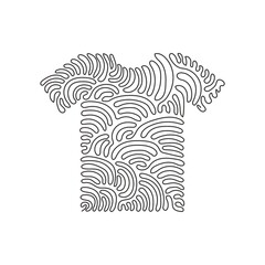 Single continuous line drawing t-shirt vector clothes icon or sign in thin line style. Geometric shapes. Outline figures for website, mobile app. Swirl curl style. One line draw graphic design vector