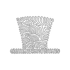 Single one line drawing top hat isolated icon logo symbol. Dark cylinder hat. Magic hat isolated on white background. Swirl curl style. Modern continuous line draw design graphic vector illustration