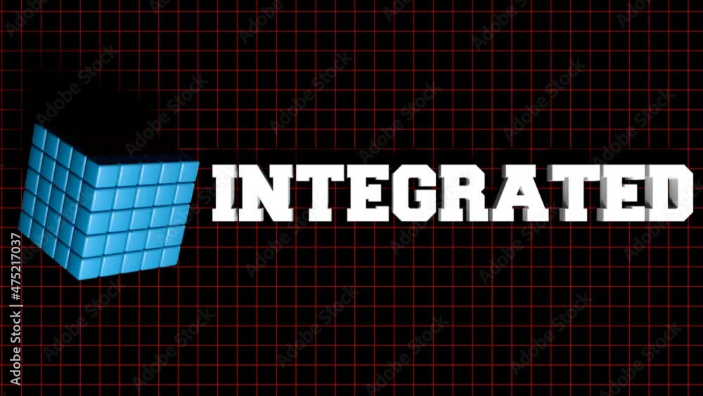 Poster the write integrated in white letters on black background with an icon of a blue composite cube - 3d
