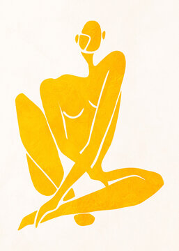 Beautiful minimalist abstract digital art in Henri Matisse style