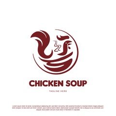 Creative chicken soup logo design. 