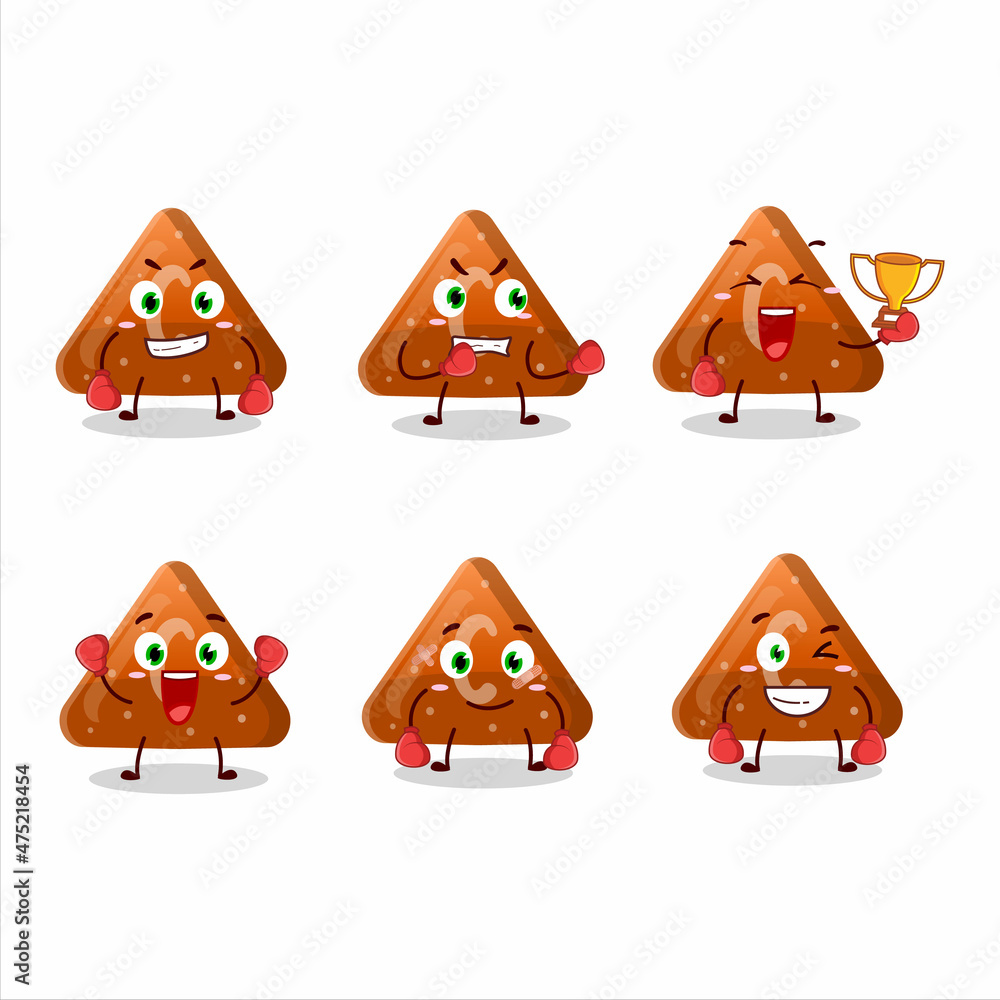 Sticker A sporty orange gummy candy C boxing athlete cartoon mascot design