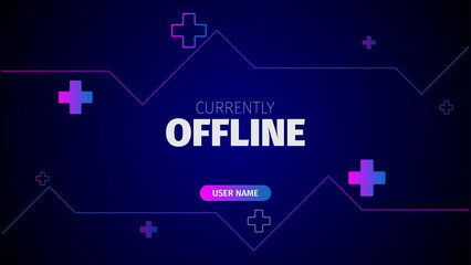 offline streaming banner design with blue and pink color on black background