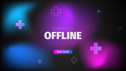 offline streaming banner design with blue and pink color on black background