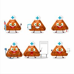 Doctor profession emoticon with orange gummy candy C cartoon character