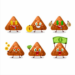 Orange gummy candy C cartoon character with cute emoticon bring money