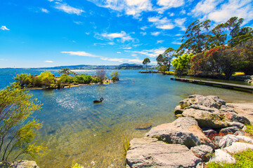 Panoramic View of Lake Rotorua at Hatupatu Dr Car Park and Scenic Point, Rotorua, New Zealand, Bay...