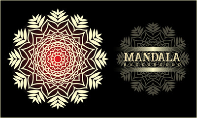 Fototapeta na wymiar Simple Art Mandala for coloring book page, black background vector illustration Vintage decoration elements 