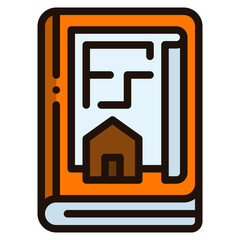 architecture book blue line icon