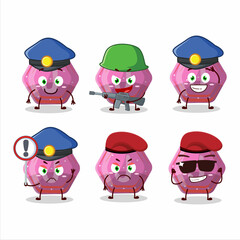 A dedicated Police officer of pink gummy candy j mascot design style